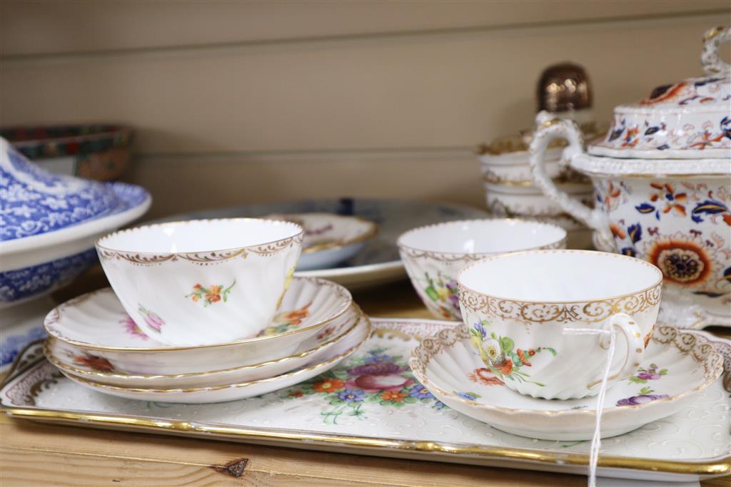 A collection of mixed English and Continental ceramics, including a Stone China Imari pattern tureen and cover,